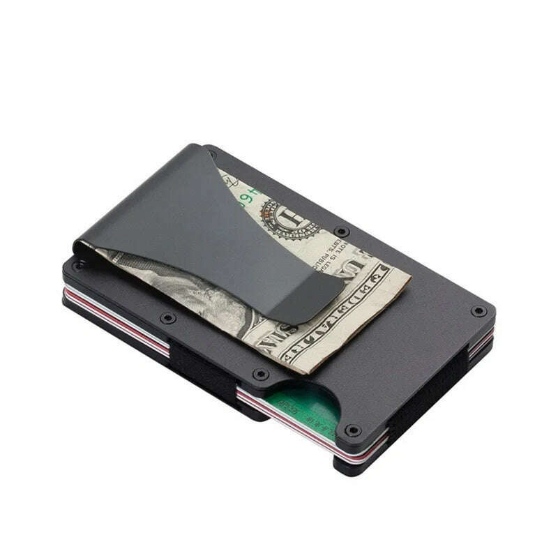 RFID Clip Metal Wallet Blocking Aluminum Minimalist Credit Card Holder Money Wallets 2024 All Color Slim Business Bank Id Case - KIMLUD