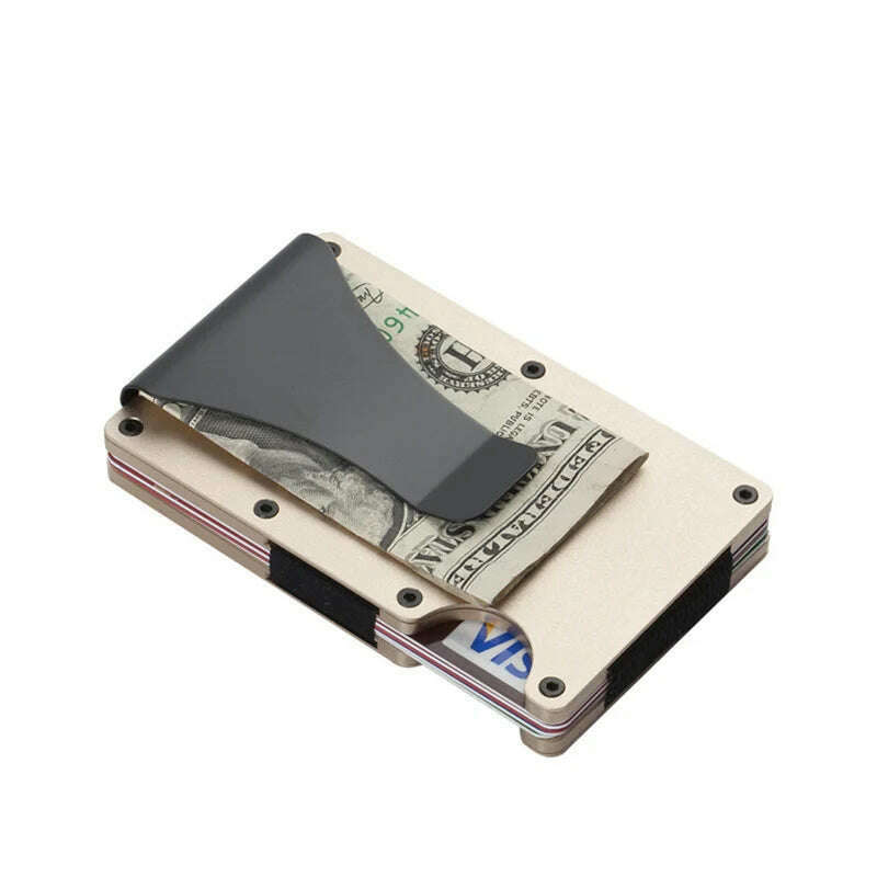RFID Clip Metal Wallet Blocking Aluminum Minimalist Credit Card Holder Money Wallets 2024 All Color Slim Business Bank Id Case - KIMLUD