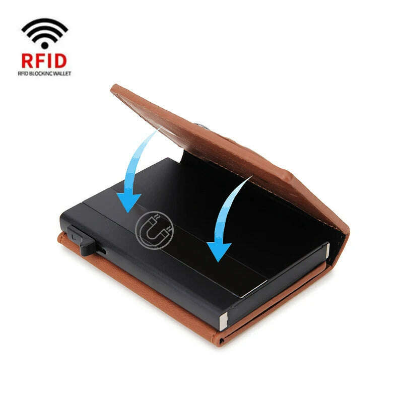 Rfid Credit Card Holder Magnet Wallet for Apple Airtag Men ID Cardholder Case for Air Tag Smart Leather Minimalistic Wallet Bag - KIMLUD
