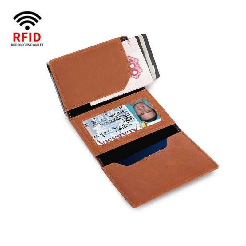 Rfid Credit Card Holder Magnet Wallet for Apple Airtag Men ID Cardholder Case for Air Tag Smart Leather Minimalistic Wallet Bag - KIMLUD