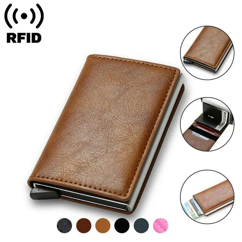 KIMLUD, Rfid Credit Card Holder Men Wallets Bank Cardholder Case Small Leather Slim Thin Magic Mini Wallet Smart Minimalist Wallet  2023, KIMLUD Womens Clothes