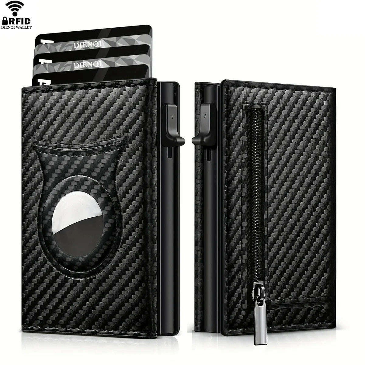 Rfid Credit Card Holder Men Wallets For Apple Airtag Carbon Fiber Cardholder Coin Purse Small Minimalist Wallets For Air Tag - KIMLUD