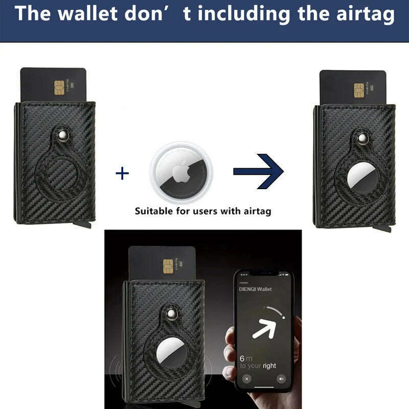 Rfid Credit Card Holder Wallet For AirTag Men Women Wallets Money Bags Leather Wallet For Apple Air Tag Purses Smart Wallet - KIMLUD