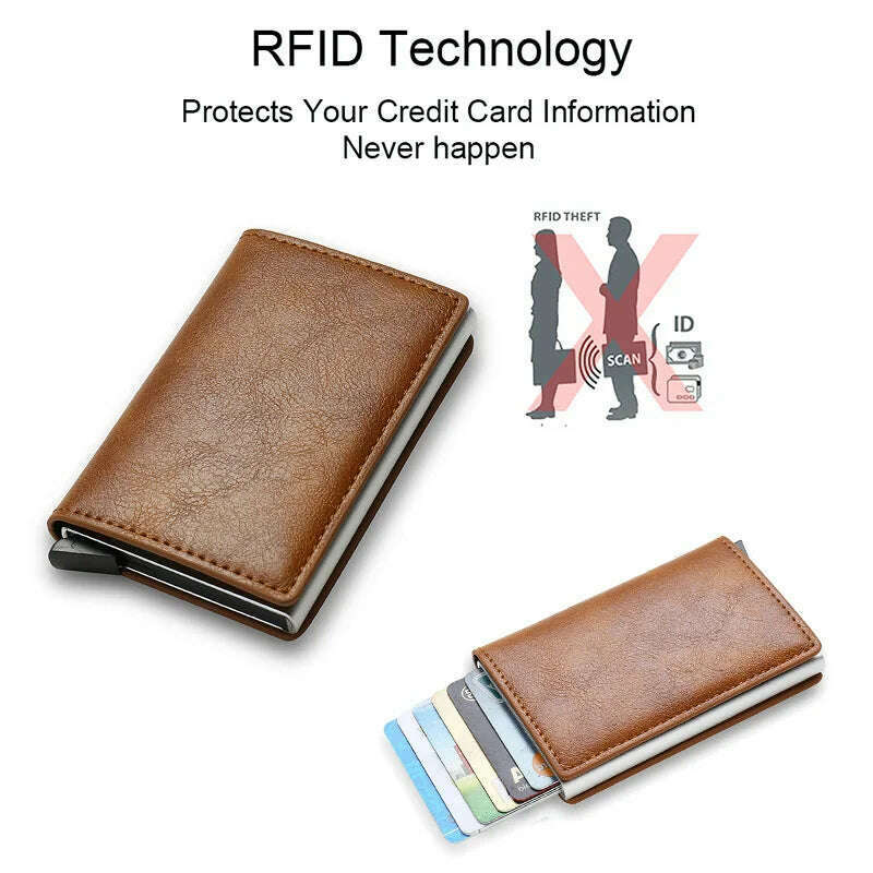 Rfid Credit Card Holder Wallet For AirTag Men Women Wallets Money Bags Leather Wallet For Apple Air Tag Purses Smart Wallet - KIMLUD