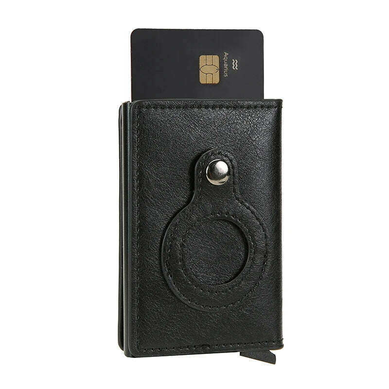 Rfid Credit Card Holder Wallet For AirTag Men Women Wallets Money Bags Leather Wallet For Apple Air Tag Purses Smart Wallet - KIMLUD