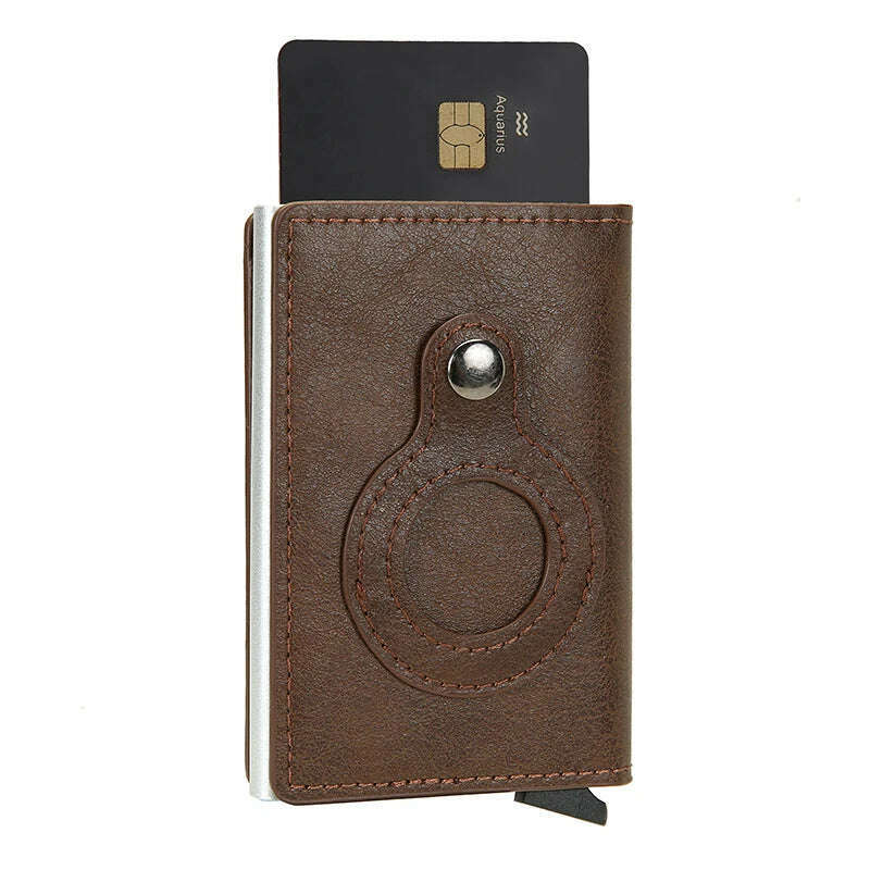 Rfid Credit Card Holder Wallet For AirTag Men Women Wallets Money Bags Leather Wallet For Apple Air Tag Purses Smart Wallet - KIMLUD
