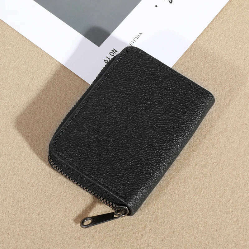 KIMLUD, RFID men's blocked credit card holder, zipper around wallet, women's leather short wallet, KIMLUD Womens Clothes