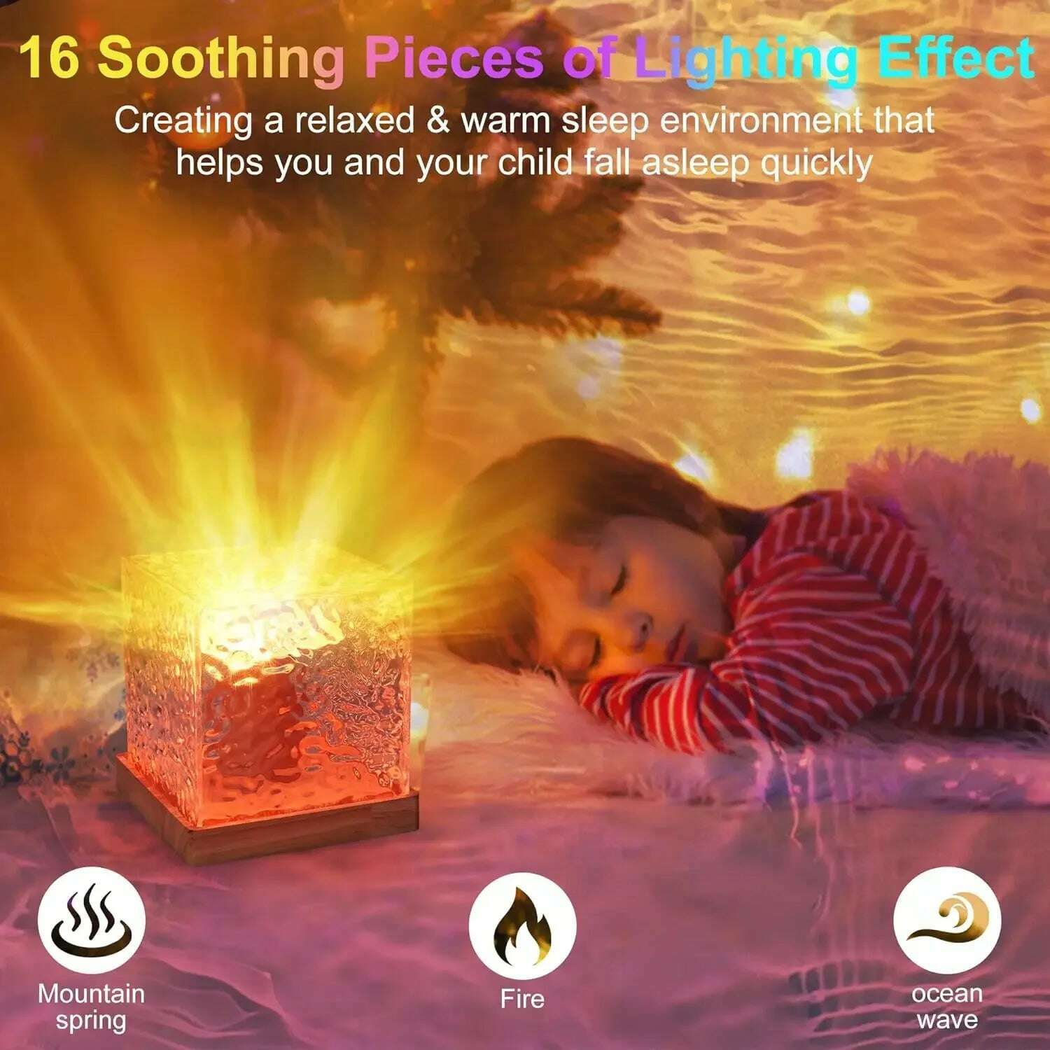 KIMLUD, RGB Sunset Water Ripple Projector Night Light Crystal Lamp USB Atmosphere Night Lamp Gift Aesthetic Room Decor Home Bedroom, KIMLUD Womens Clothes
