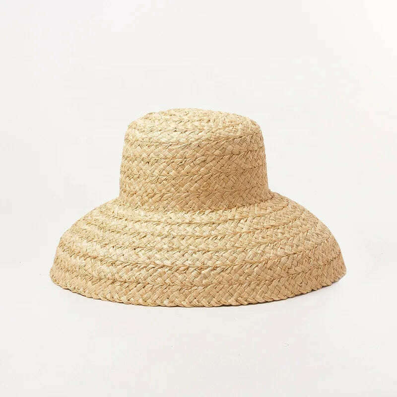 KIMLUD, RH Factory Customized New Natural Straw Caps Wide Brim UV Protection Big Sun Cap, KIMLUD Womens Clothes