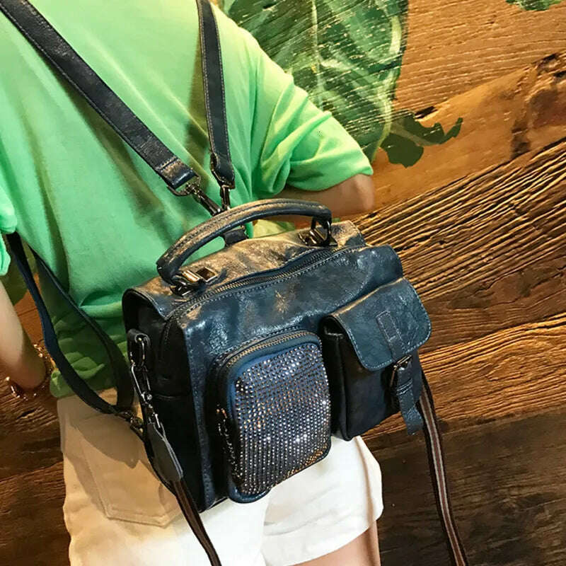 KIMLUD, Rhinestone Designer Luxury Handbag Fashion Diamond Multipurpose Leather Crossbody Bag For Women 2022 Brand Delicate Shoulder Bag, KIMLUD Womens Clothes