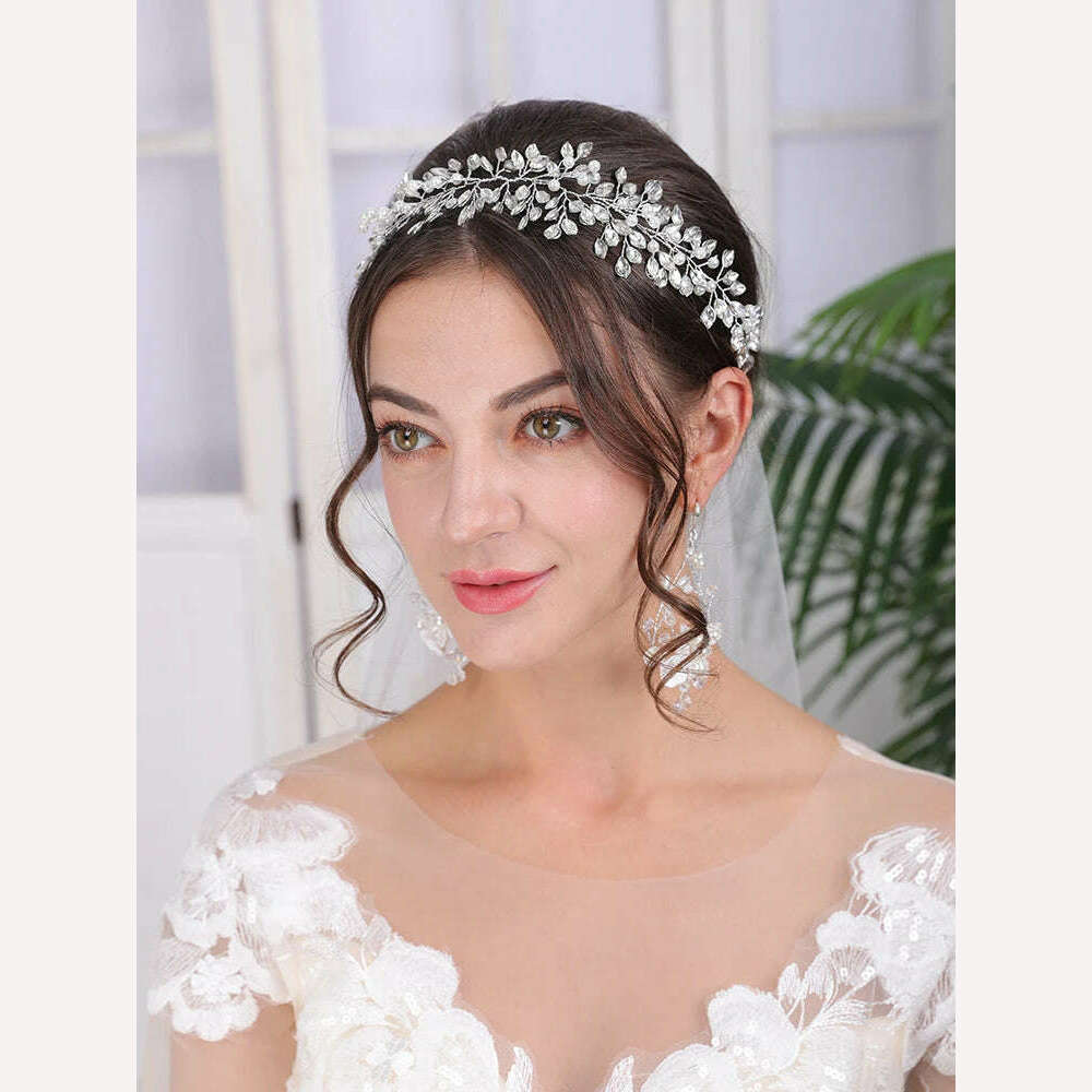 Rhinestones Wedding Accessories Decoration bride to be Headwear Shiny Vintage fascinator hat for women - KIMLUD