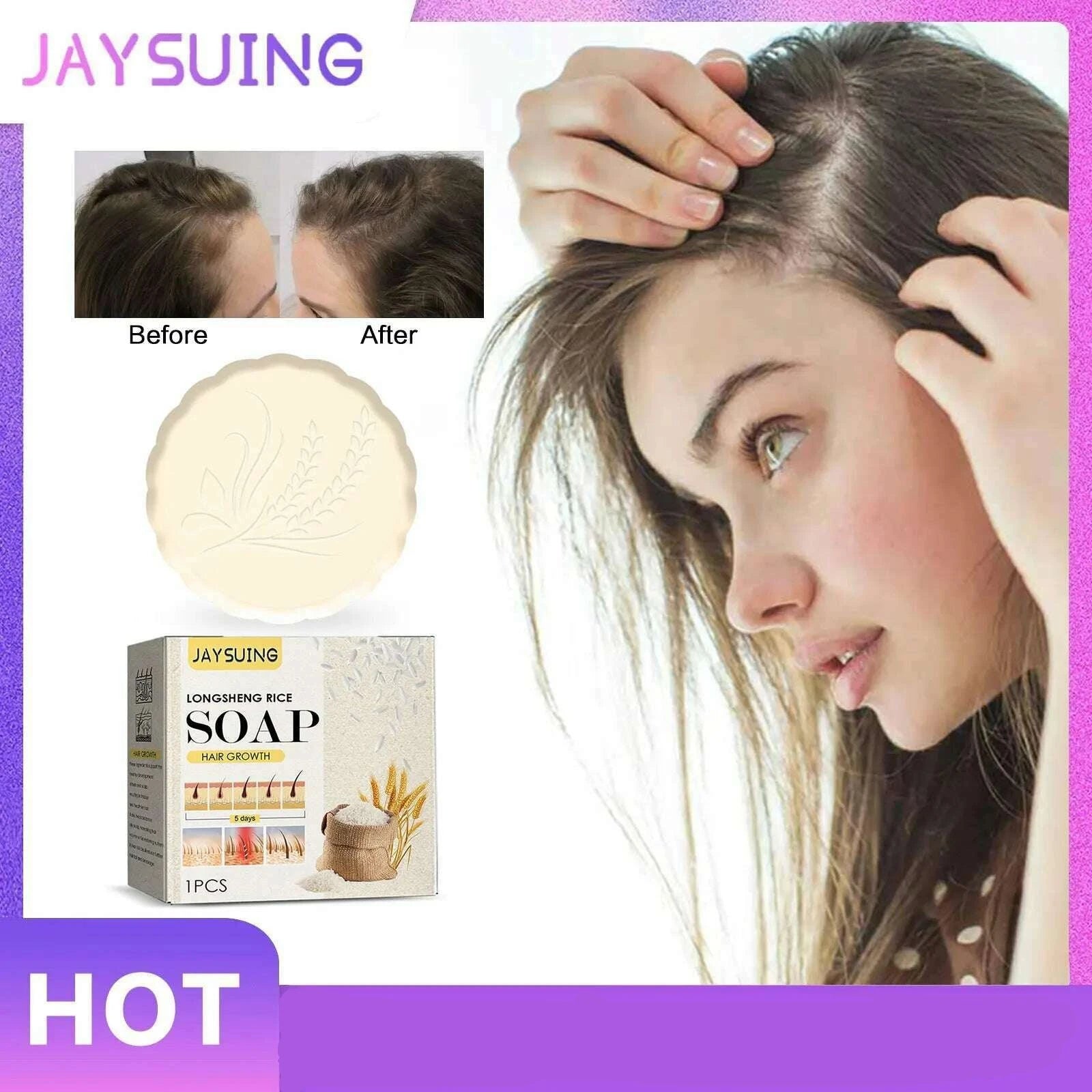 KIMLUD, Rice Shamppoo Soap Bar Reject Dry Hair Conditioning Soap Shampoo Nourishing Anti-loss Natural Hair Handmade Soap Hair Growth, KIMLUD Womens Clothes