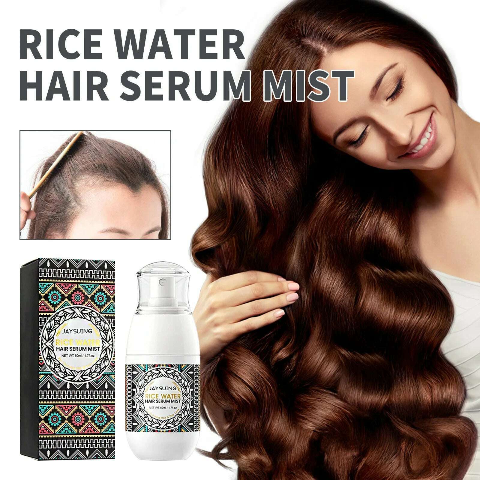 KIMLUD, Rice Water Hair Spray Anti Alopecia For Growth Longer Thicker Healthier Repair Dry Damaged Hair Nourishing Hair Follicles Serum, KIMLUD Women's Clothes