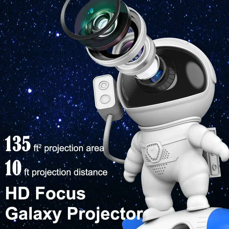 KIMLUD, Rocket Astronaut Galaxy Projector Night Light Lamp And 13 Film Pieces Sky Projector 360° Rotate Planetarium For Kids Bedroom, KIMLUD Womens Clothes