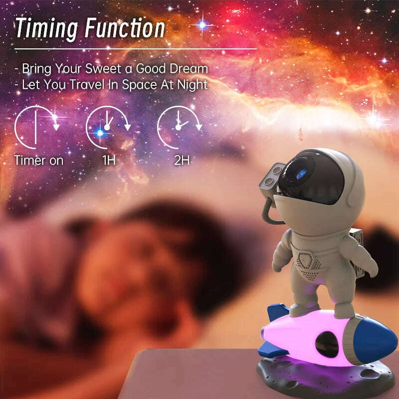 KIMLUD, Rocket Astronaut Galaxy Projector Night Light Lamp And 13 Film Pieces Sky Projector 360° Rotate Planetarium For Kids Bedroom, KIMLUD Women's Clothes