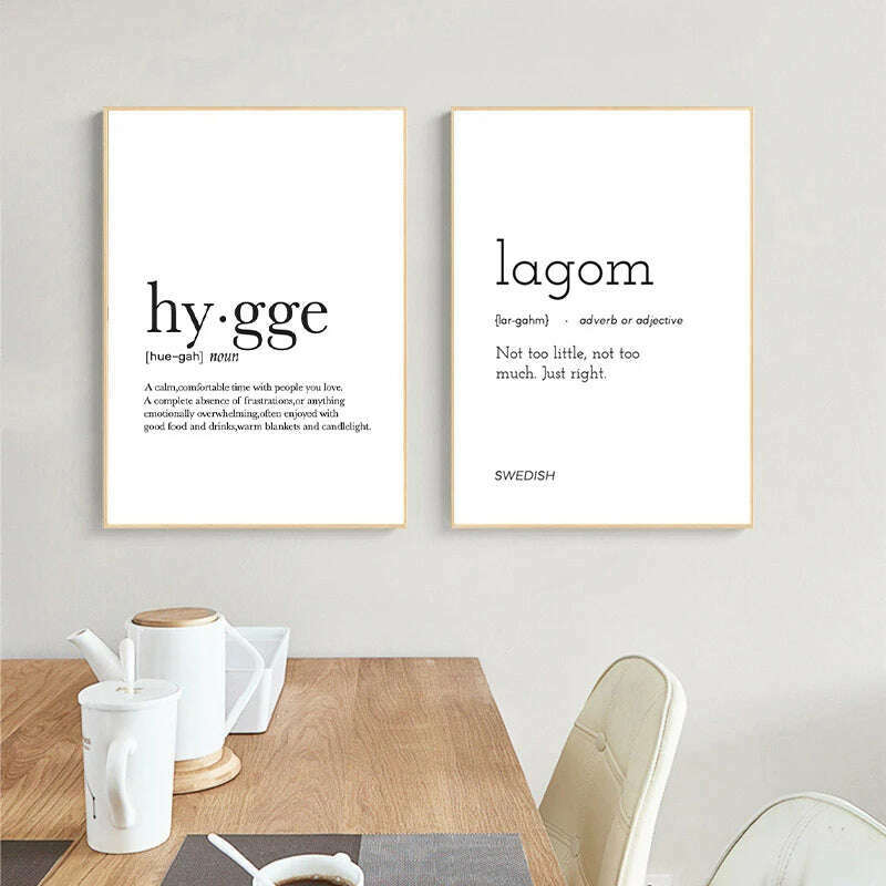 KIMLUD, Romantic Dictionary Art Print Hygge Definition Minimalist Poster For Home Bar Salon Restaurant Wall Art Hygge Decor, KIMLUD Womens Clothes