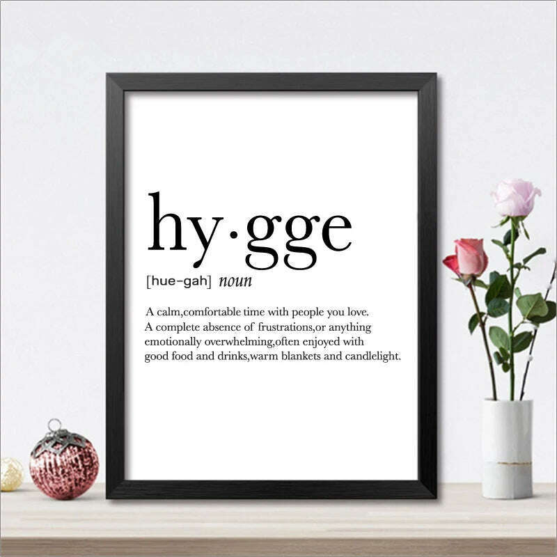 KIMLUD, Romantic Dictionary Art Print Hygge Definition Minimalist Poster For Home Bar Salon Restaurant Wall Art Hygge Decor, KIMLUD Womens Clothes