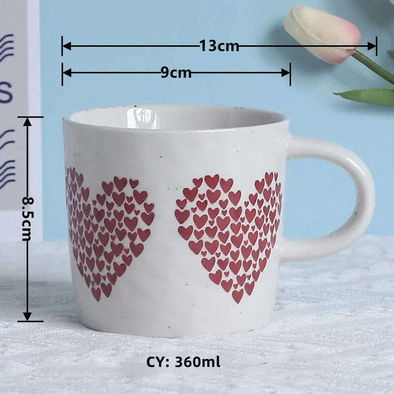 Romantic Gifts Christmas Mug Korea Ins Mug Coffee Tea Cup Creative Heart Cup Ceramic Mug Milk Coffee Cups Gift Christmas Present, a mug / CHINA / 251-361ml, KIMLUD Women's Clothes