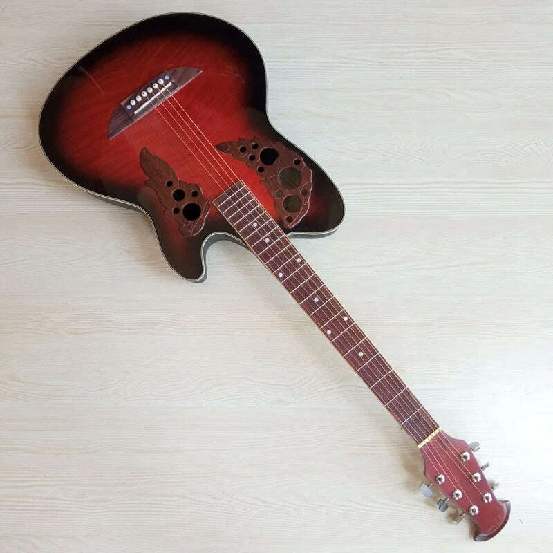 KIMLUD, Round Back Acoustic Guitar with Small Flaws Flame Top High Gloss 6 Strings 38", KIMLUD Womens Clothes