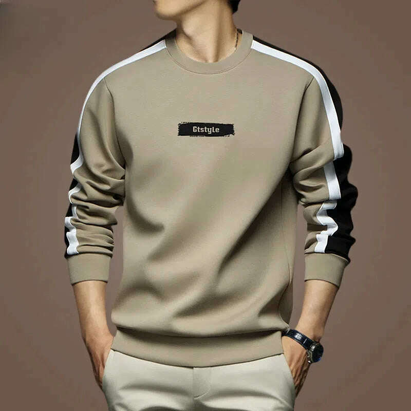 KIMLUD, Round Neck Letter Printing Contrast Color Pullover Lantern Long Sleeve Men's Clothing Loose Casual Hoodies Boyfriend Tops, Shallow coffee / M(40-50)kg, KIMLUD APPAREL - Womens Clothes