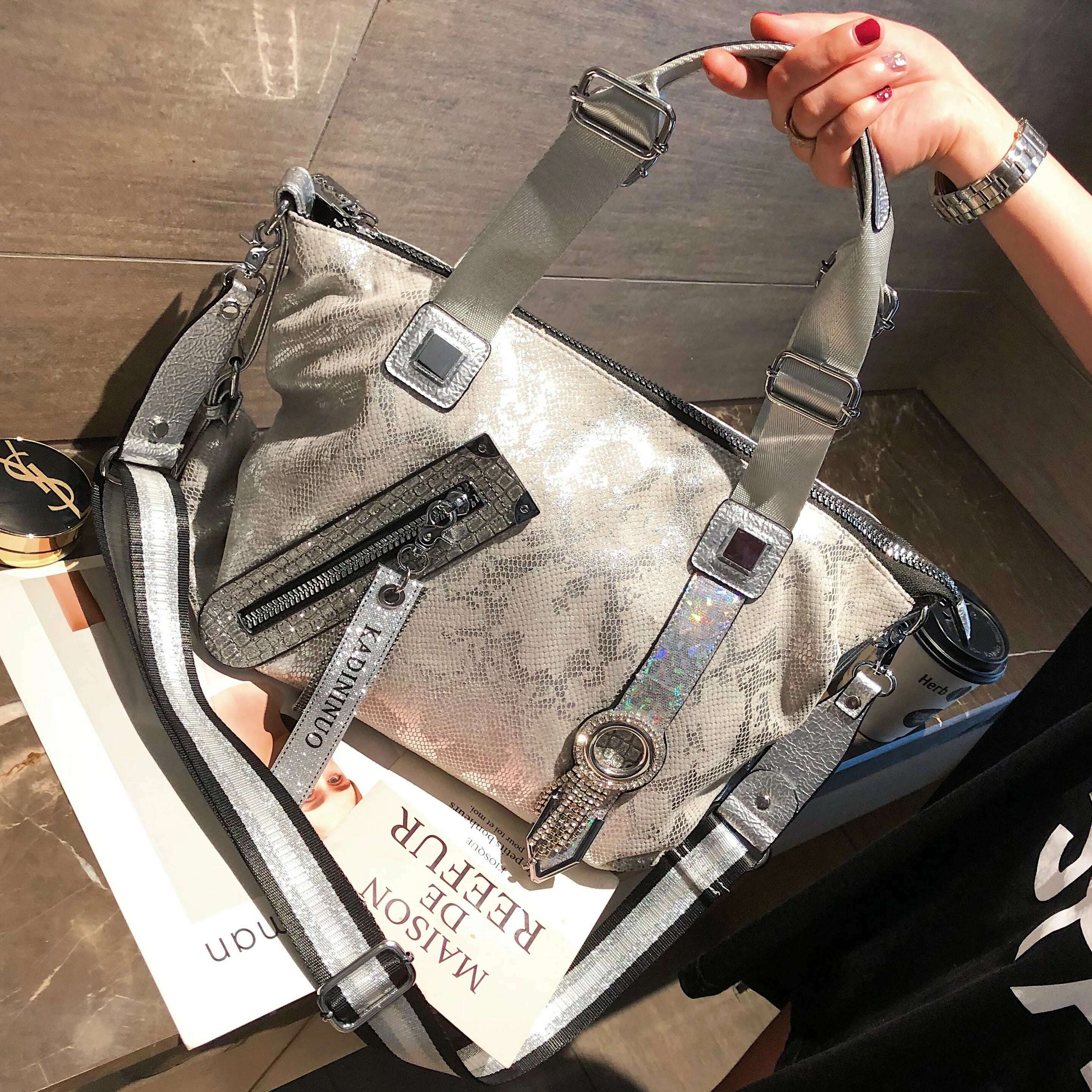 KIMLUD, Sac A Main Luxury Rhinestone Designer Handbags Brand 2022 Fashion Diamond Top-handle Crossbody Bags For Women Rivet Shoulder Bag, KIMLUD Womens ClothesKIMLUD, Sac A Main Luxury Rhinestone Designer Handbags Brand 2022 Fashion Diamond Top-handle Crossbody Bags For Women Rivet Shoulder Bag, Silver, KIMLUD APPAREL - Womens Clothes