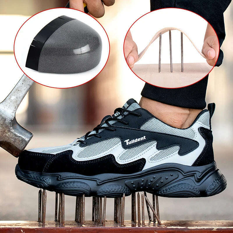 Safety Work Shoes Men Anti-Smashing Indestructible Steel Toe Cap Puncture-Proof shoes Lightweight Male Sofe Women Cosy Sneakers - KIMLUD