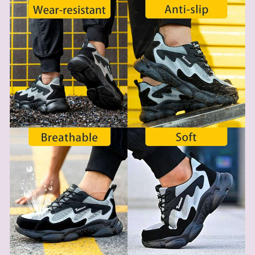 Safety Work Shoes Men Anti-Smashing Indestructible Steel Toe Cap Puncture-Proof shoes Lightweight Male Sofe Women Cosy Sneakers - KIMLUD