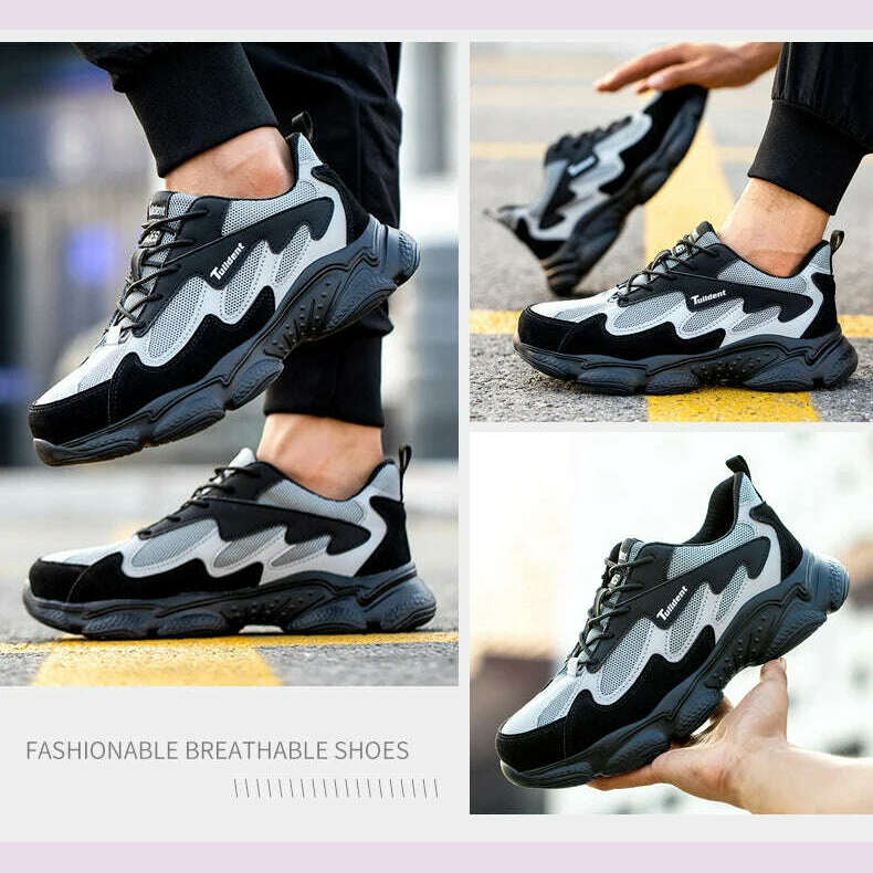 Safety Work Shoes Men Anti-Smashing Indestructible Steel Toe Cap Puncture-Proof shoes Lightweight Male Sofe Women Cosy Sneakers - KIMLUD