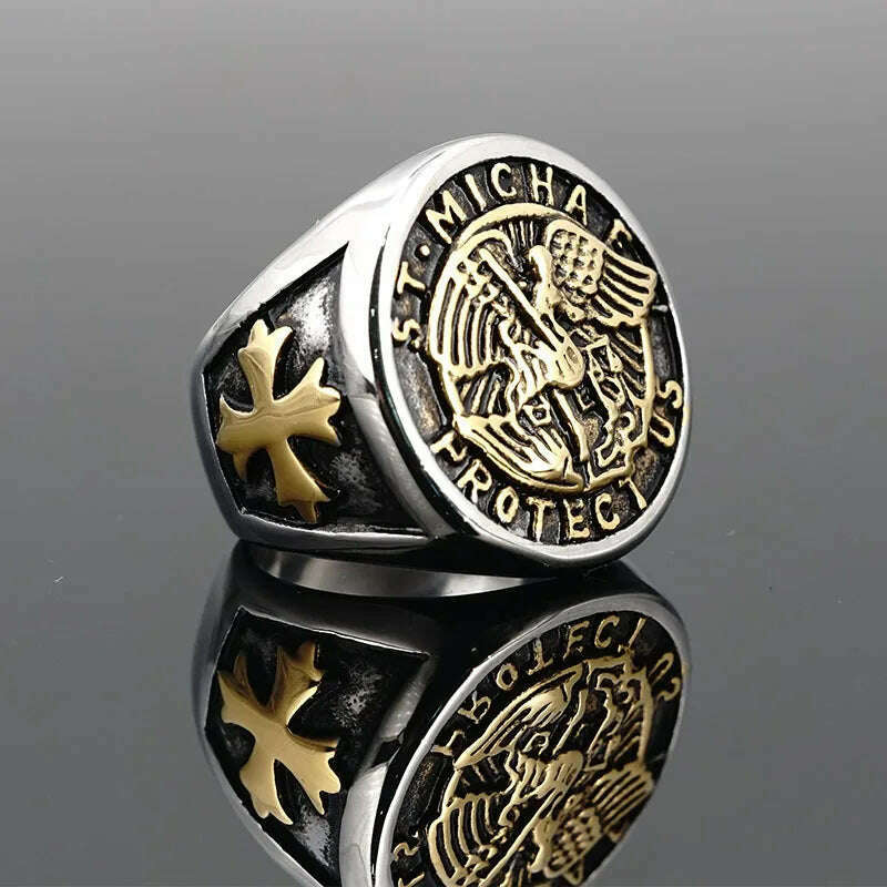 KIMLUD, Saint Michael Protect Archangel Ring Dawapara Protection Ring Amulet Metatron Cube Lilith Symbol The Secrets Of King Solomon, 13 / 1, KIMLUD Womens Clothes