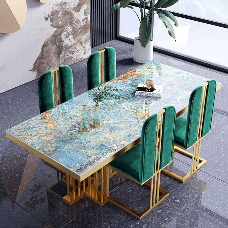 KIMLUD, Salon Marble Dining Table Coffee Hotel Garden Dressing Kitchen Dining Table Conference Luxury Mesa Comedor Balcony Furniture, KIMLUD Women's Clothes
