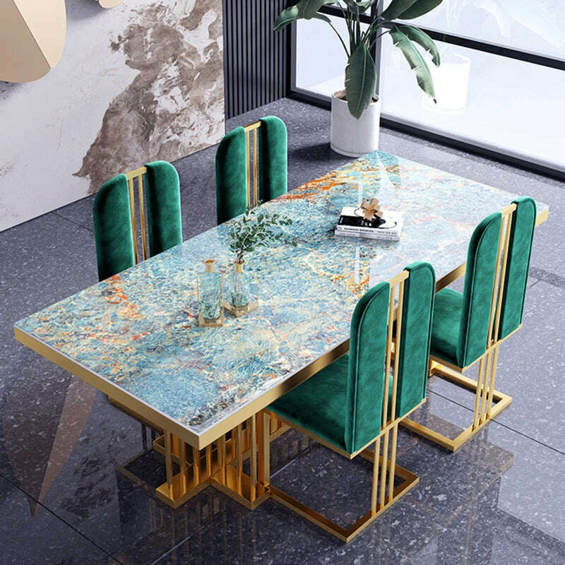 KIMLUD, Salon Marble Dining Table Coffee Hotel Garden Dressing Kitchen Dining Table Conference Luxury Mesa Comedor Balcony Furniture, KIMLUD Womens Clothes