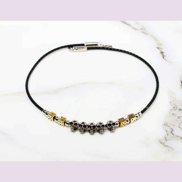 SALUTE ACADEMY EVA Hip Hop Punk Diamond Pearl Skull Personality Cool Necklace Set For Men Women Girls Party Rapper Jewelry Gift - KIMLUD