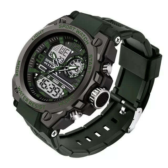 KIMLUD, SANDA 2023 Top Brand Men's Watches 5ATM Waterproof Sport Military Wristwatch Quartz Watch for Men Clock Relogio Masculino 6024, 6024 Armygreen, KIMLUD Women's Clothes