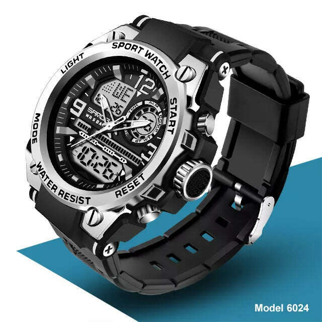 KIMLUD, SANDA 2023 Top Brand Men's Watches 5ATM Waterproof Sport Military Wristwatch Quartz Watch for Men Clock Relogio Masculino 6024, 6024 Silver, KIMLUD Women's Clothes