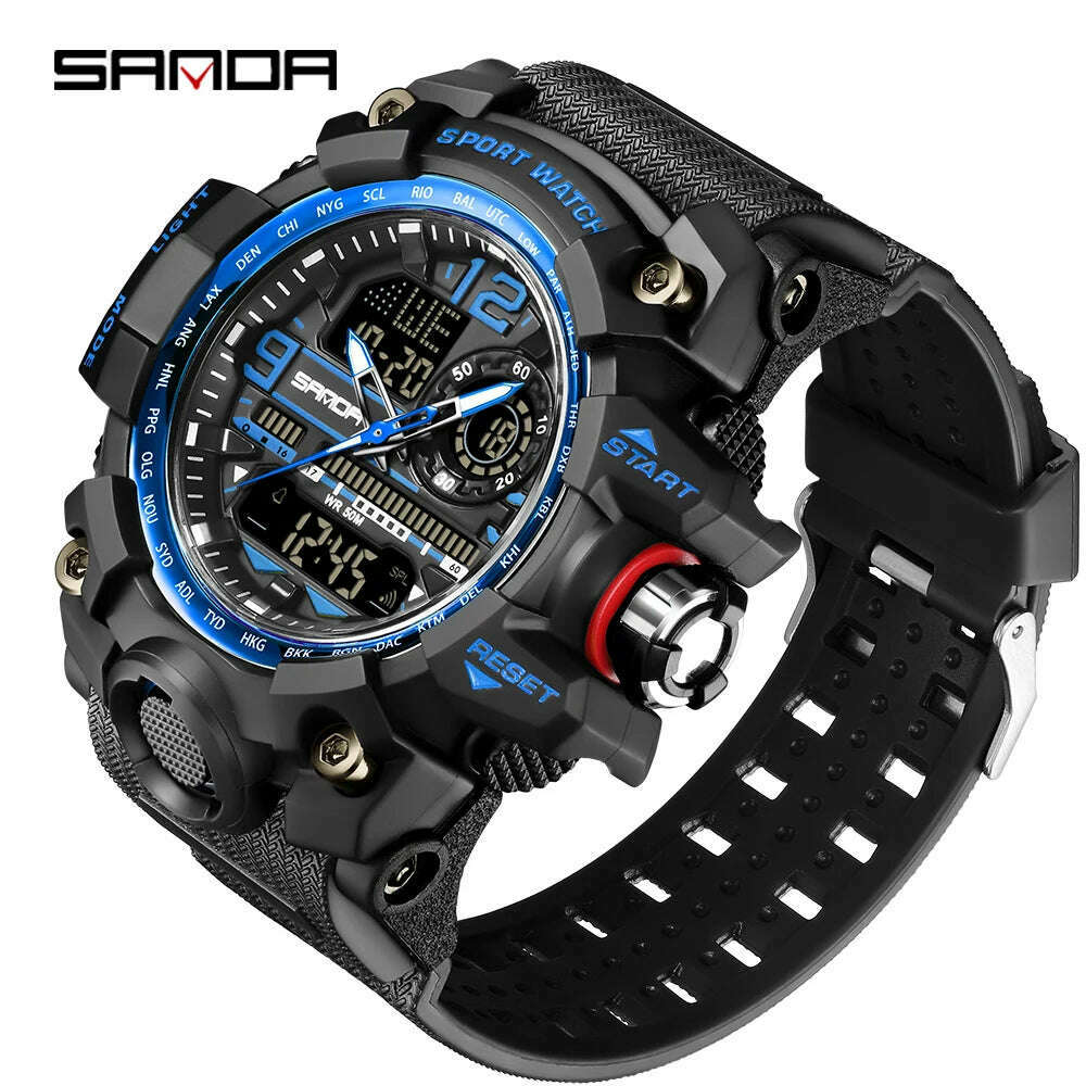 SANDA Brand G- Style Military Watch Men Digital Shock Sports Watches For Man Waterproof Electronic Wristwatch Mens 2024 Relogios - KIMLUD
