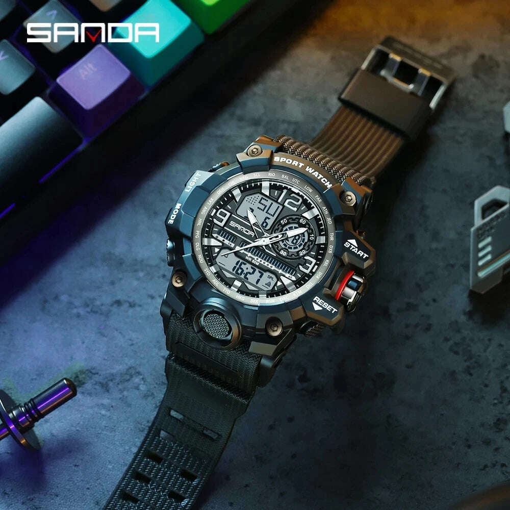 SANDA Brand G- Style Military Watch Men Digital Shock Sports Watches For Man Waterproof Electronic Wristwatch Mens 2024 Relogios - KIMLUD