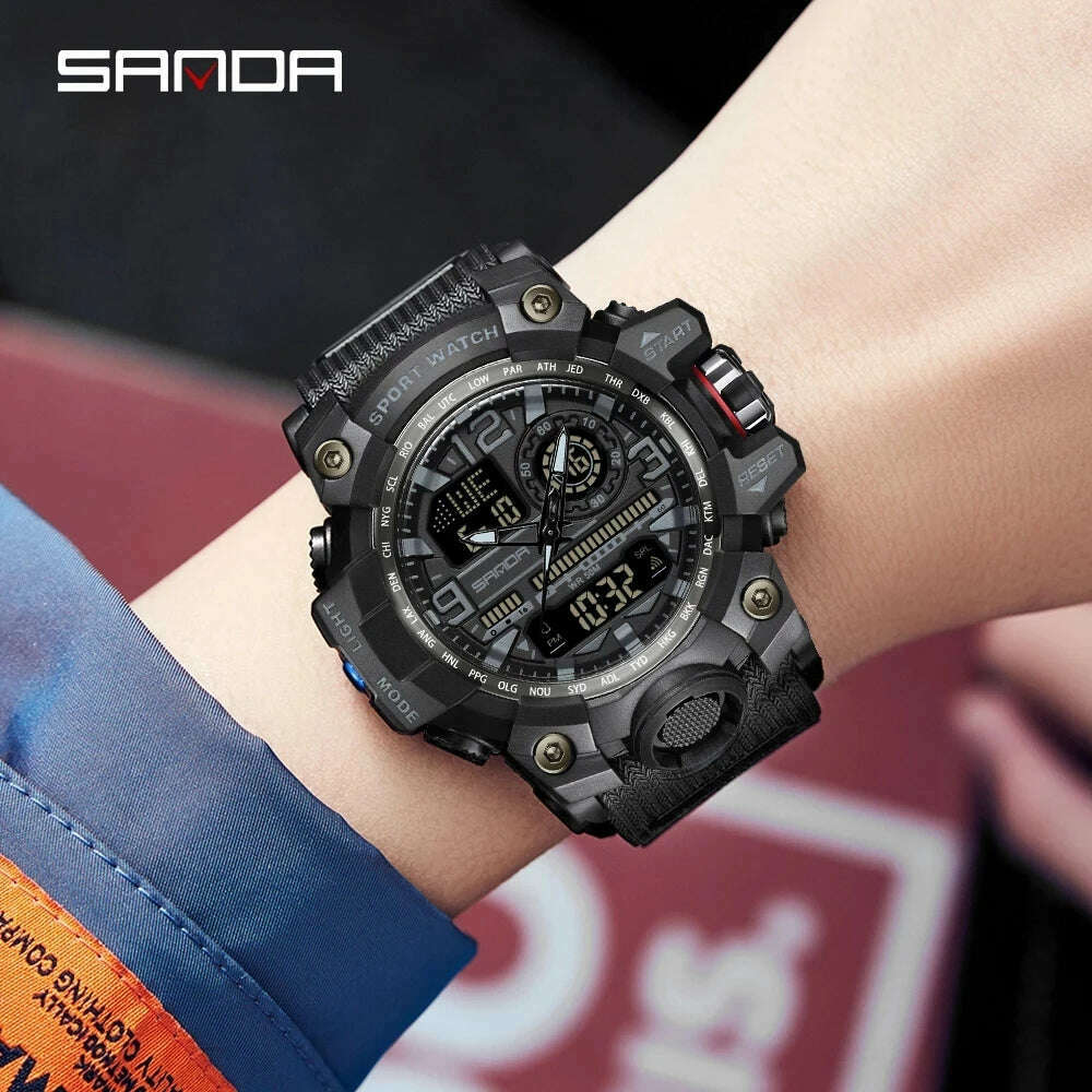 SANDA Brand G- Style Military Watch Men Digital Shock Sports Watches For Man Waterproof Electronic Wristwatch Mens 2024 Relogios - KIMLUD
