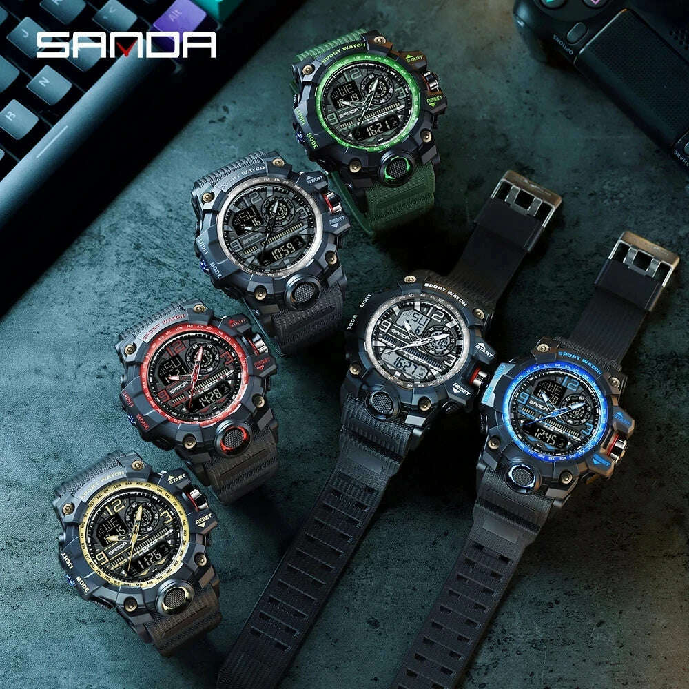 SANDA Brand G- Style Military Watch Men Digital Shock Sports Watches For Man Waterproof Electronic Wristwatch Mens 2024 Relogios - KIMLUD