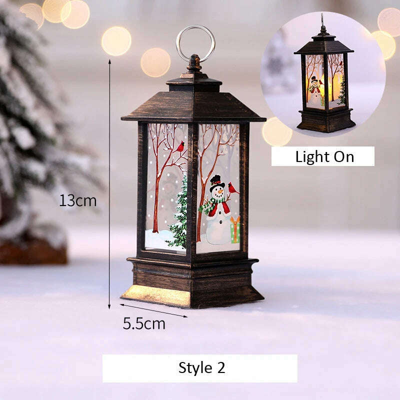 KIMLUD, Santa Claus Snowman Lantern Light Merry Christmas Decoration For Home Christmas Tree Ornament Xmas Gifts Navidad 2023 New Year, B, KIMLUD Women's Clothes