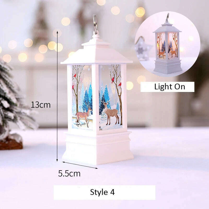 KIMLUD, Santa Claus Snowman Lantern Light Merry Christmas Decoration For Home Christmas Tree Ornament Xmas Gifts Navidad 2023 New Year, D, KIMLUD Women's Clothes