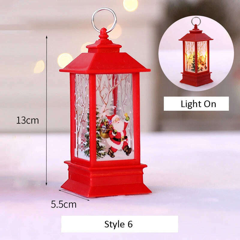 KIMLUD, Santa Claus Snowman Lantern Light Merry Christmas Decoration For Home Christmas Tree Ornament Xmas Gifts Navidad 2023 New Year, F, KIMLUD Women's Clothes