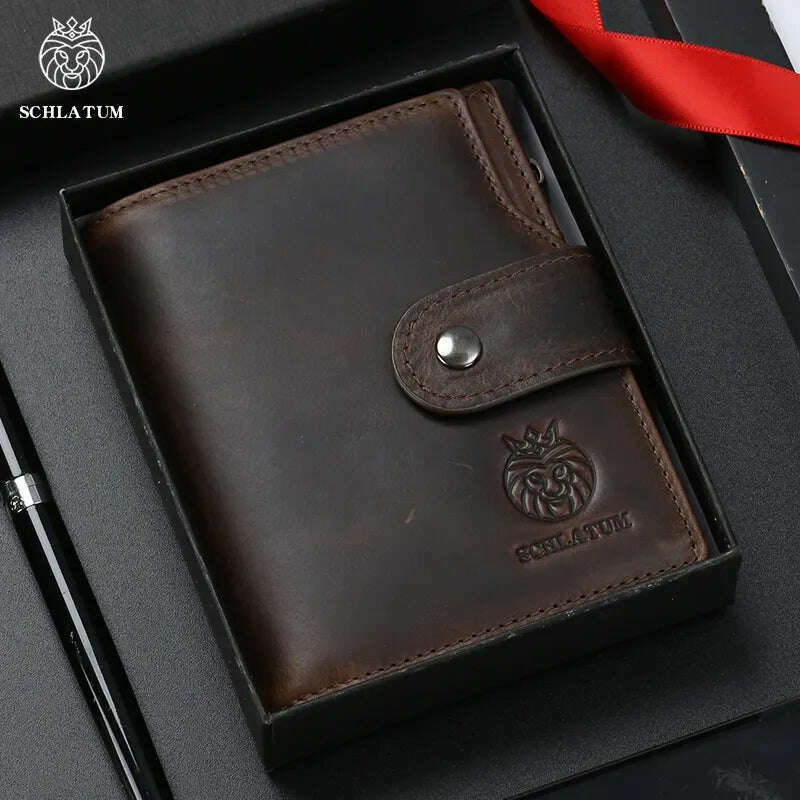 KIMLUD, SCHLATUM Genuine Leather Men Business Wallet RFID Men Card Id Holder Coin Purse Travel Wallet  Anti-theft Swipe, KIMLUD Womens Clothes
