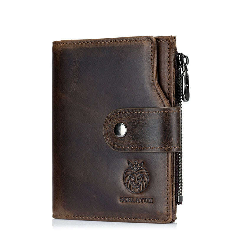 KIMLUD, SCHLATUM Genuine Leather Men Business Wallet RFID Men Card Id Holder Coin Purse Travel Wallet  Anti-theft Swipe, Coffee, KIMLUD Womens Clothes