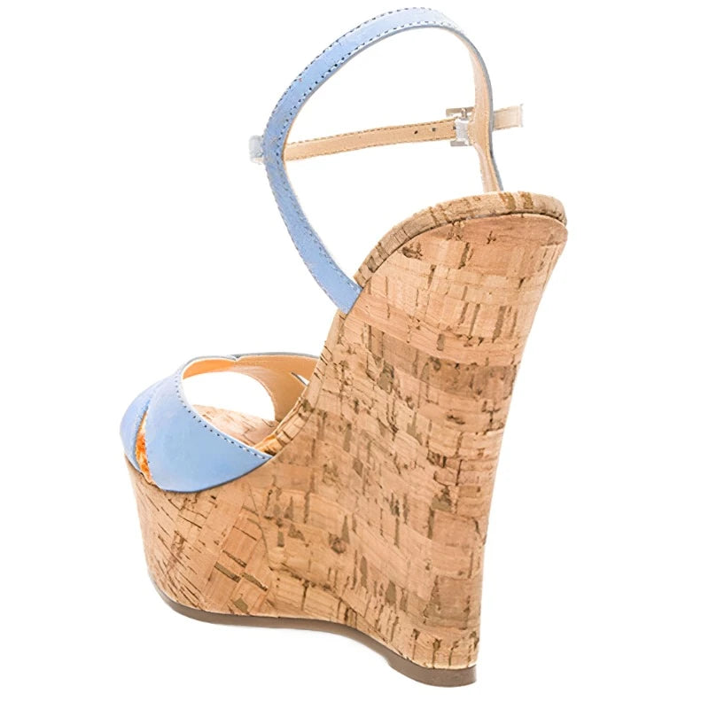 KIMLUD, SEIIHEM Women Sandals Platform Wedges Faux Suede High Heels Pumps Ankle Straps Handmade Ladies Shoes Woman Large Size 41 44 47, KIMLUD Women's Clothes