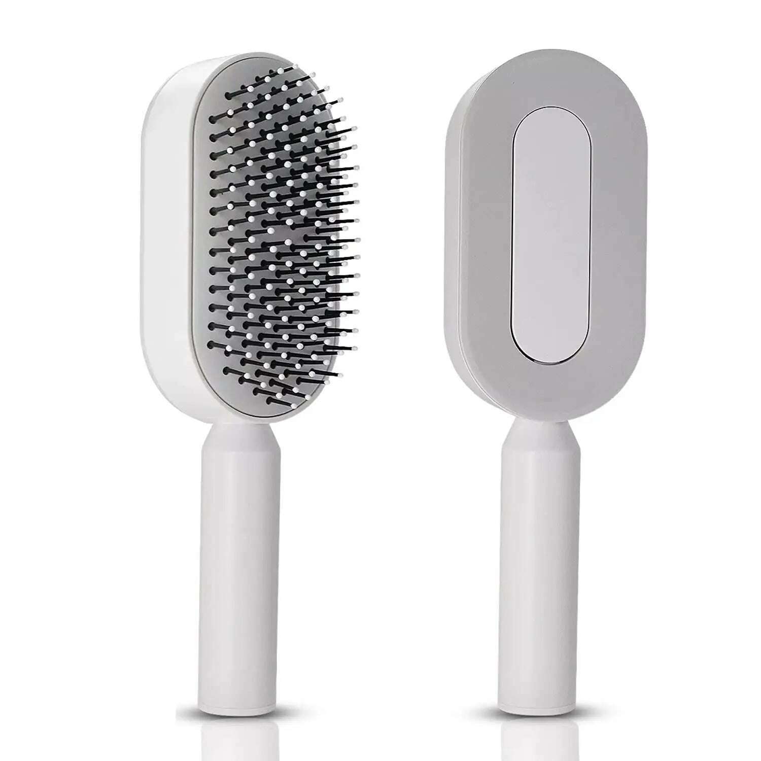 KIMLUD, Self Cleaning Hair Brush, 3D Air Cushion Hair Brushes for Women, Airbag Massage Combs for Women, Hair Brush for Thick Hair, Ivory, KIMLUD Womens Clothes