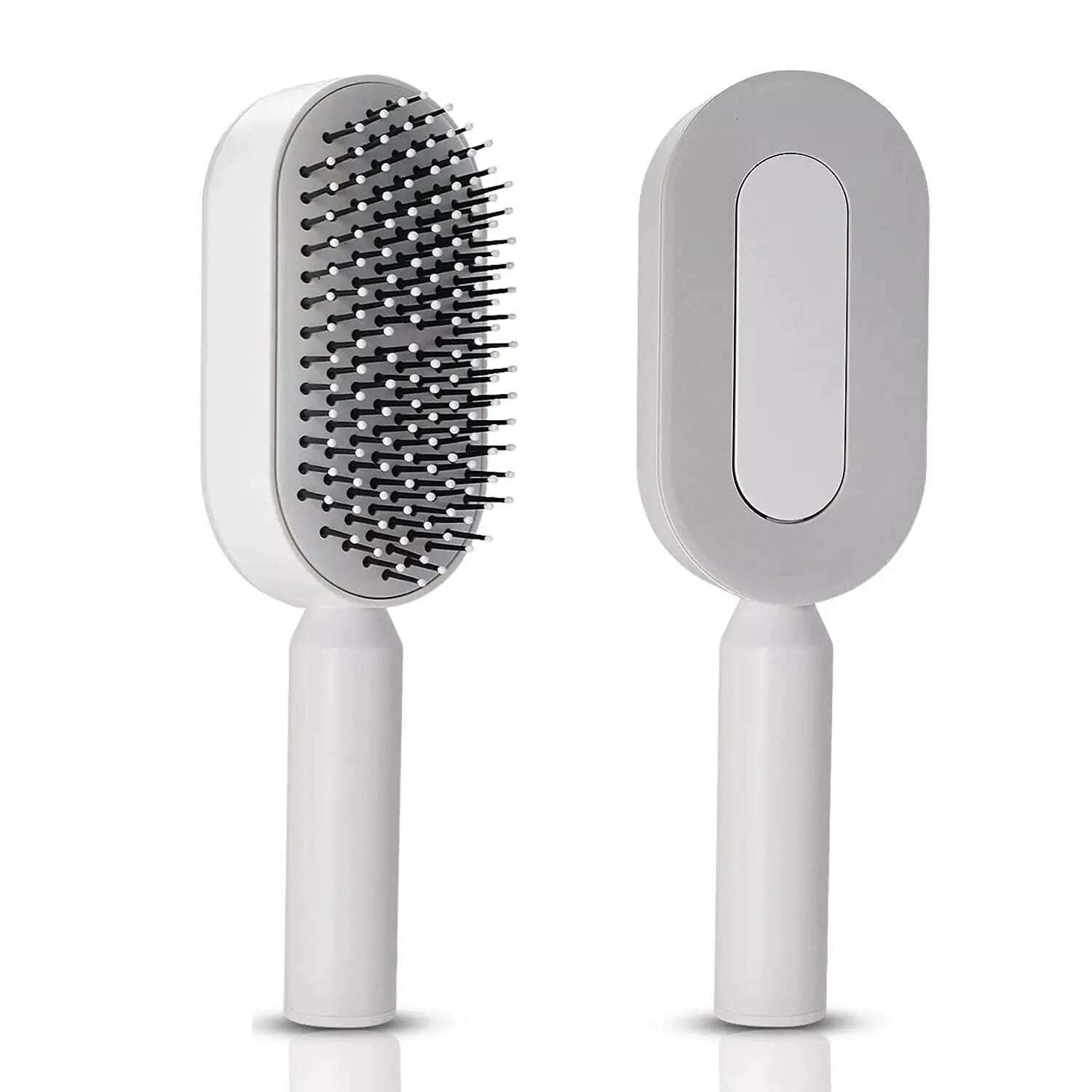 KIMLUD, Self Cleaning Hair Brush, 3D Air Cushion Hair Brushes for Women, Airbag Massage Combs for Women, Hair Brush for Thick Hair, Ivory, KIMLUD APPAREL - Womens Clothes