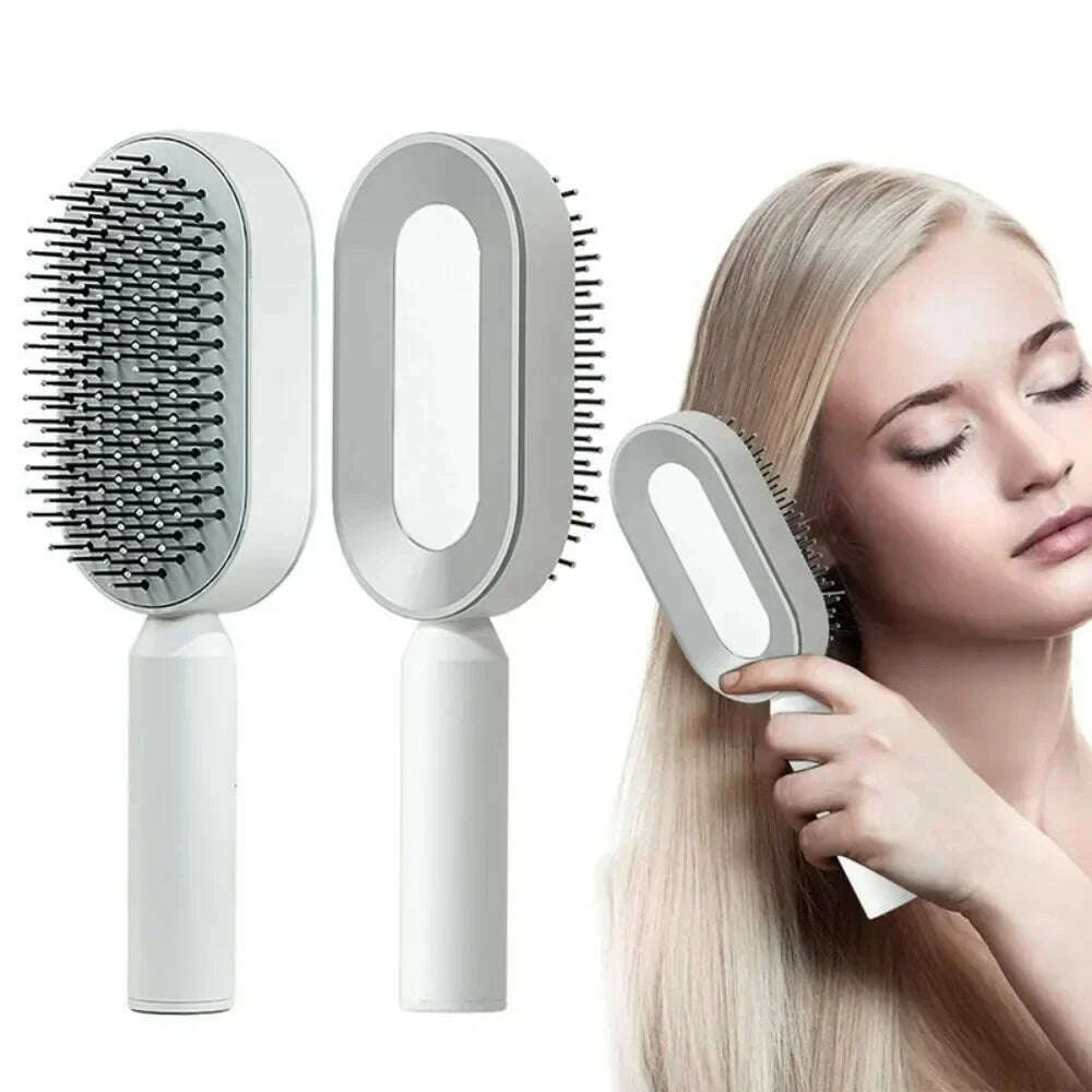 KIMLUD, Self Cleaning Hair Brush 3D Air Cushion Massage Comb Airbag Massage Brush One-key Cleaning Detangling Hair Brush Styling Tools, KIMLUD Womens Clothes