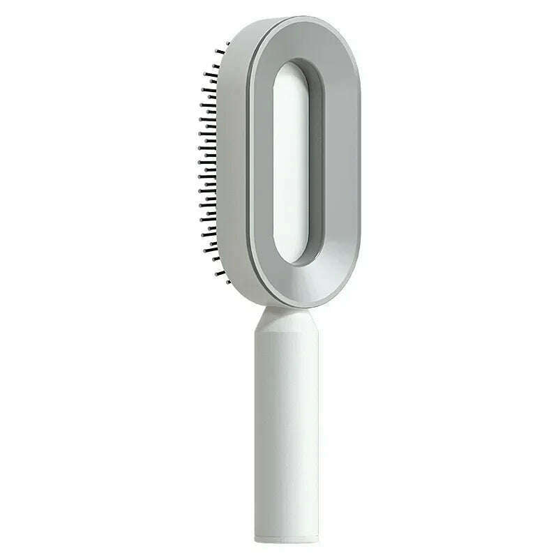 KIMLUD, Self Cleaning Hair Brush 3D Air Cushion Massage Comb Airbag Massage Brush One-key Cleaning Detangling Hair Brush Styling Tools, No Press- White / UNITED KINGDOM, KIMLUD Womens Clothes