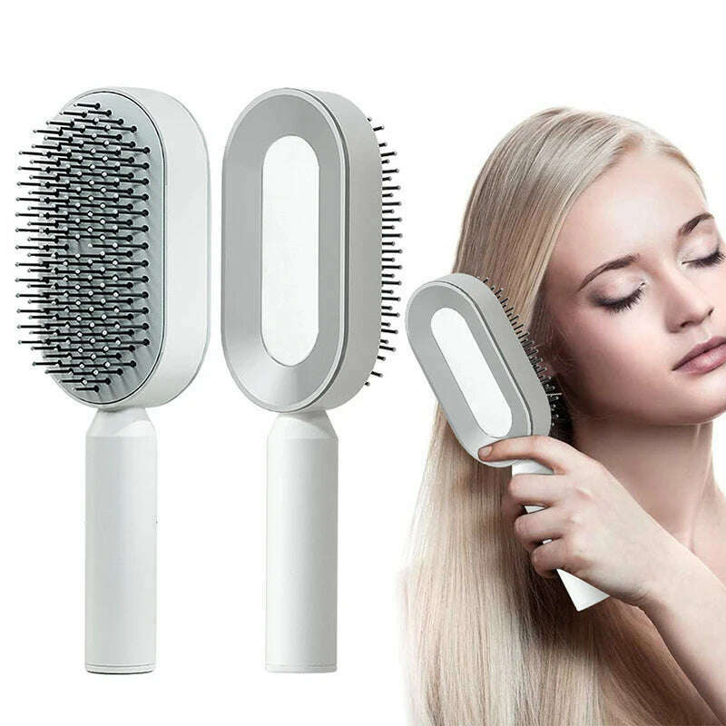 KIMLUD, Self Cleaning Hair Brush, 3D Air Cushion Massager Brush Airbag Massage Comb Brush, Shaping Comb Self Cleaning Hair Brush, KIMLUD Womens Clothes