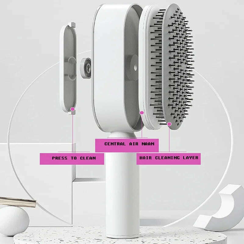 KIMLUD, Self Cleaning Hair Brush, 3D Air Cushion Massager Brush Airbag Massage Comb Brush, Shaping Comb Self Cleaning Hair Brush, KIMLUD Womens Clothes